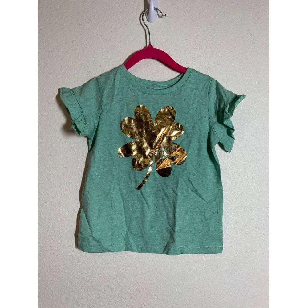 NWT Gymboree T-Shirt Four Leaf Clover Love Graphic Tee Green Toddler Girl Sz 3T